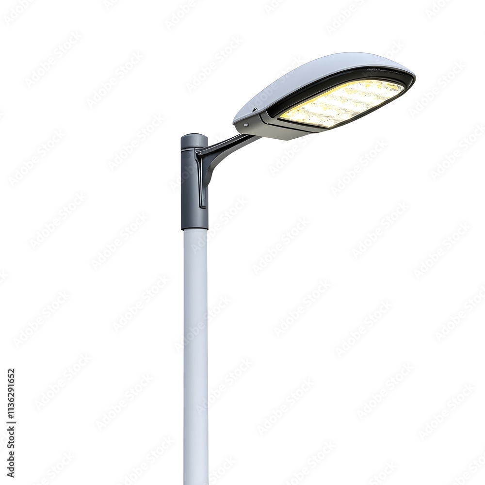 Modern LED Street Light on Pole Isolated on White Background Modern LED Street Light on Pole Isolated on White Background