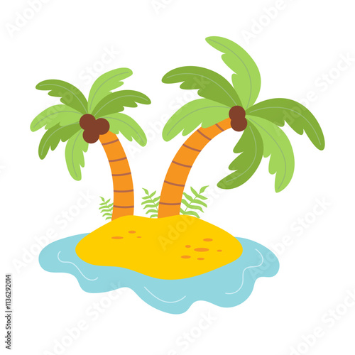 Tropical island with palm trees. Vector illustration.