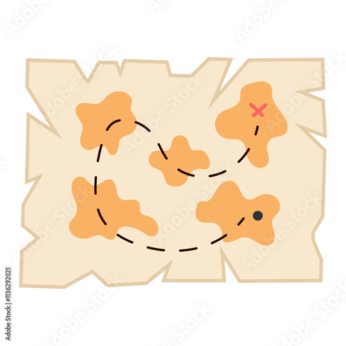 Treasure map. Old pirate map. Vector illustration.