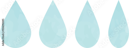 水彩の雨の雫のアイコン　ベクター　Water drop water color shape. Water or oil drop.