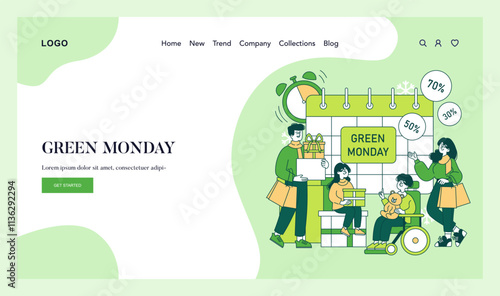 Green Monday. Flat Vector Illustration