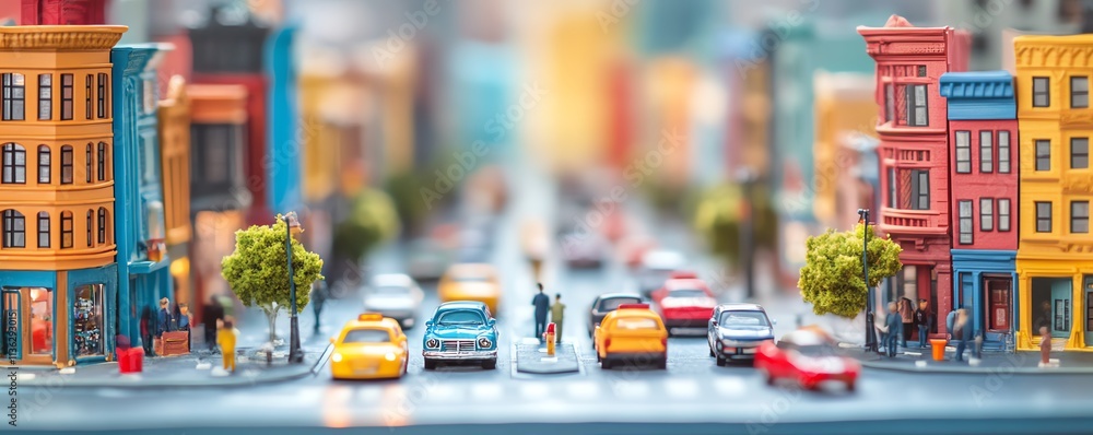 Vibrant miniature street, colorful buildings, tiny cars and pedestrians, dynamic and playful urban landscape, highresolution details Vibrant miniature street, colorful buildings, tiny cars and pedestrians, dynamic and playful urban landscape, highresolution details