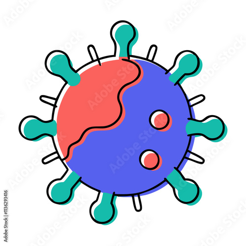 Colorful virus illustration for educational and healthcare contexts related to infectious diseases.