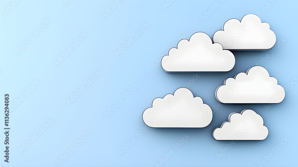 White Clouds on Light Blue Background for Creative Designs White Clouds on Light Blue Background for Creative Designs
