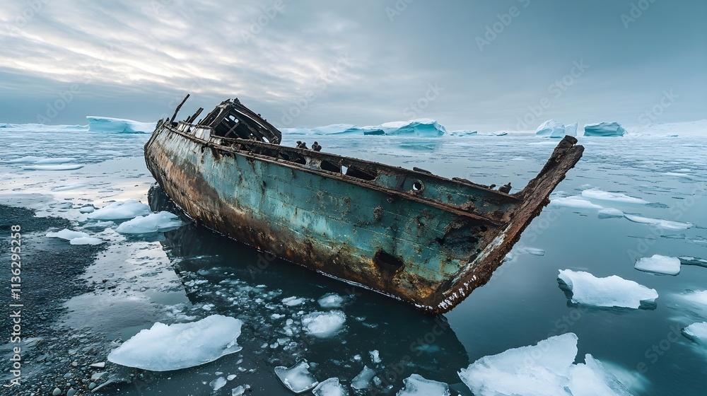 Fototapeta premium Shipwreck in arctic waters