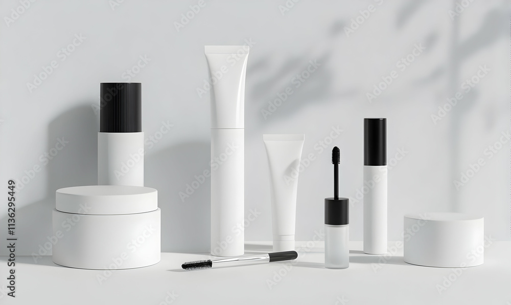 Set Cosmetic tube, Blank Cosmetic product branding mockup, face wash tube, cream tube