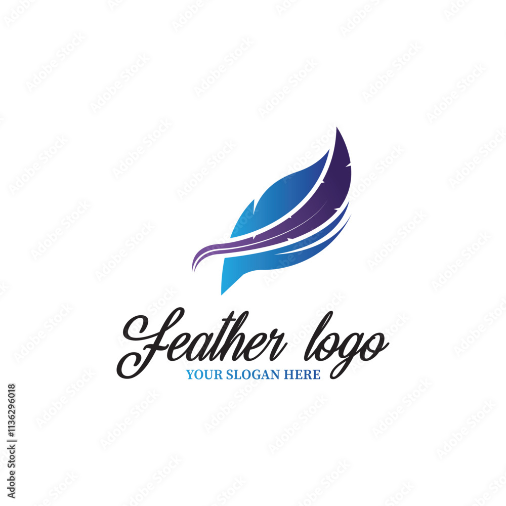 feather pen logo vector icon illustration template design feather pen logo vector icon illustration template design