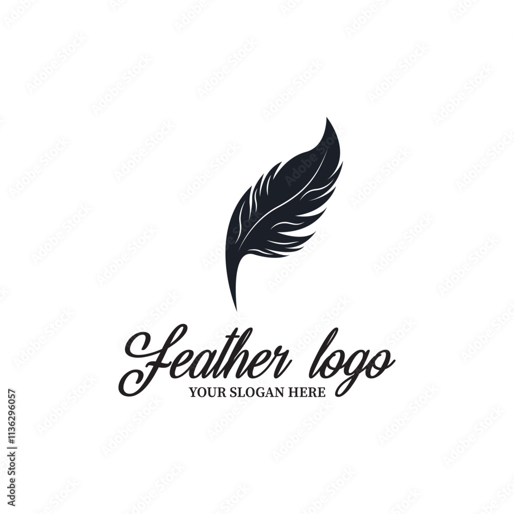 feather pen logo vector icon illustration template design feather pen logo vector icon illustration template design