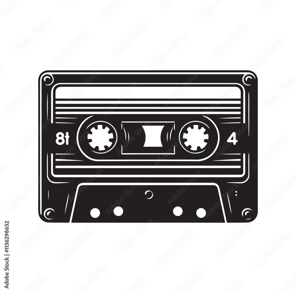 Fototapeta premium cassette tape silhouette vector illustration