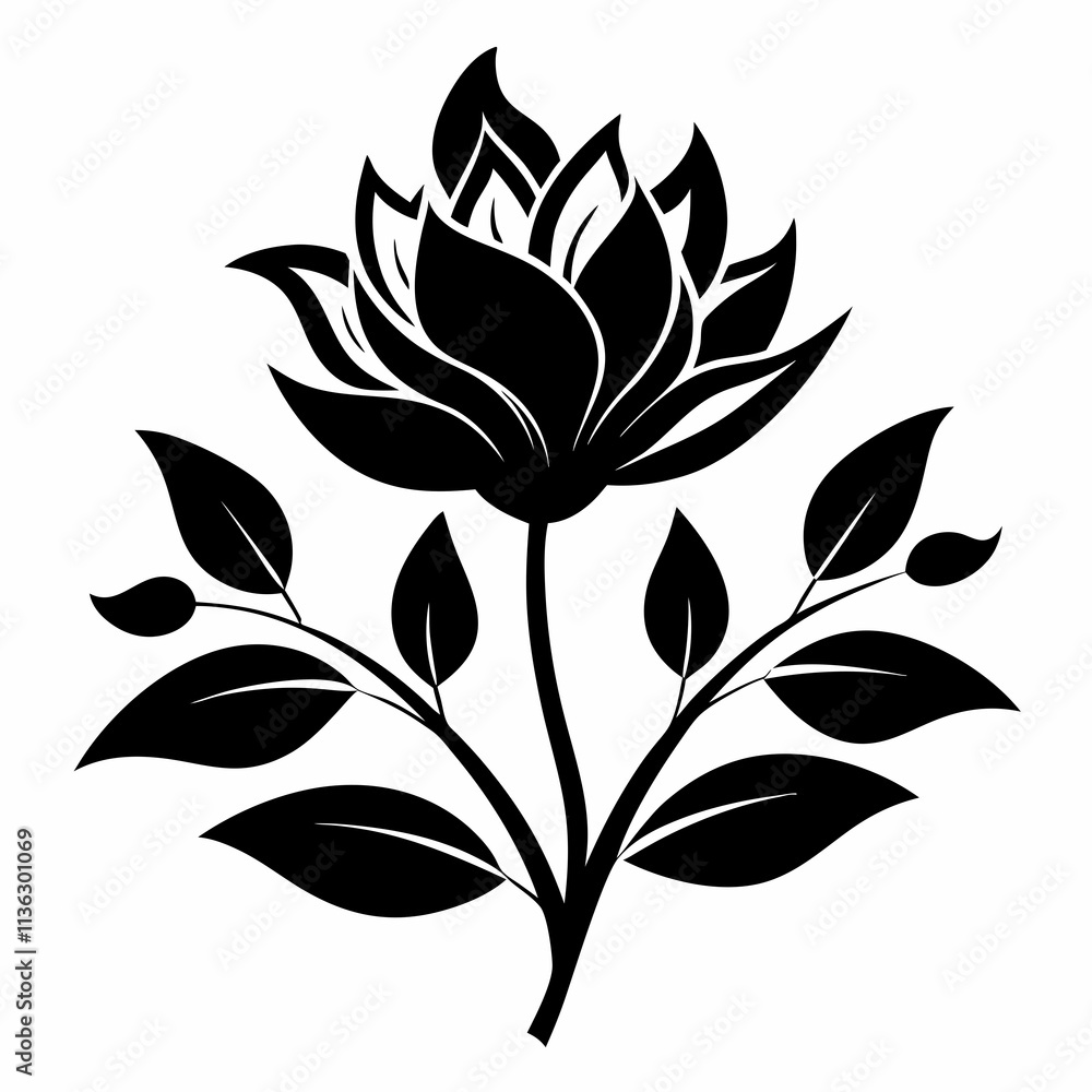 Black Horizon Flora vector silhouette black design white background Black Horizon Flora vector silhouette black design white background