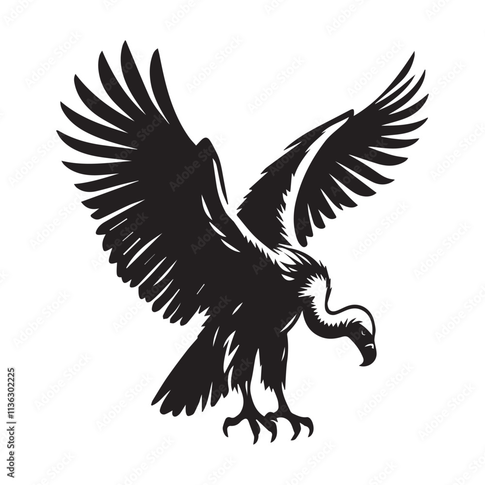 Obraz premium vulture silhouette vector style white background.