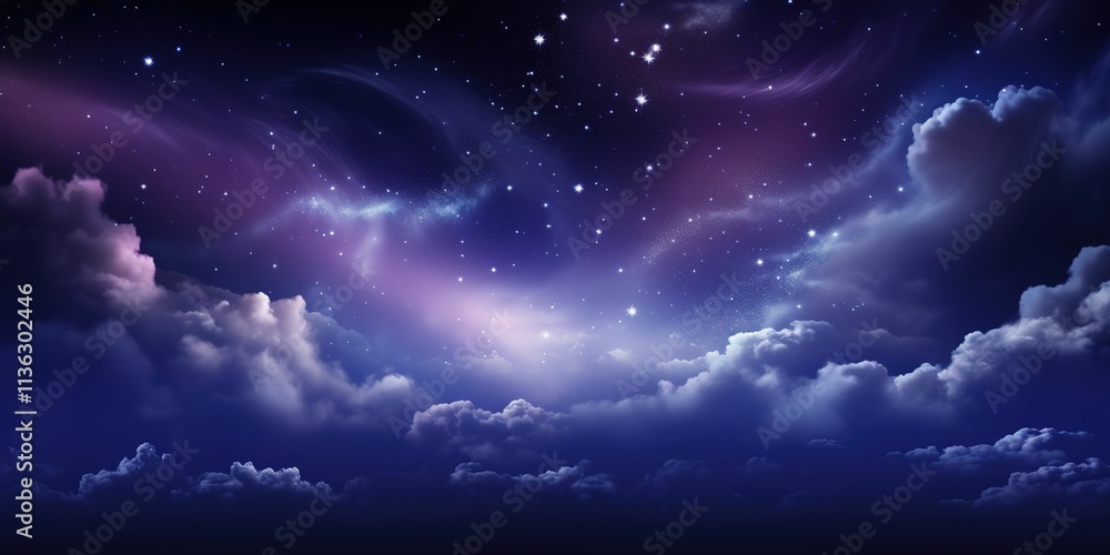A beautiful night sky with a purple and blue background and a few stars A beautiful night sky with a purple and blue background and a few stars