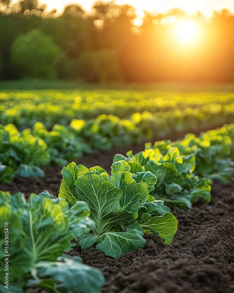 Fresh green cabbage in a sunlit farm field, showcasing healthy growth and vibrant colors, symbolizing the connection between nature and agriculture Fresh green cabbage in a sunlit farm field, showcasing healthy growth and vibrant colors, symbolizing the connection between nature and agriculture