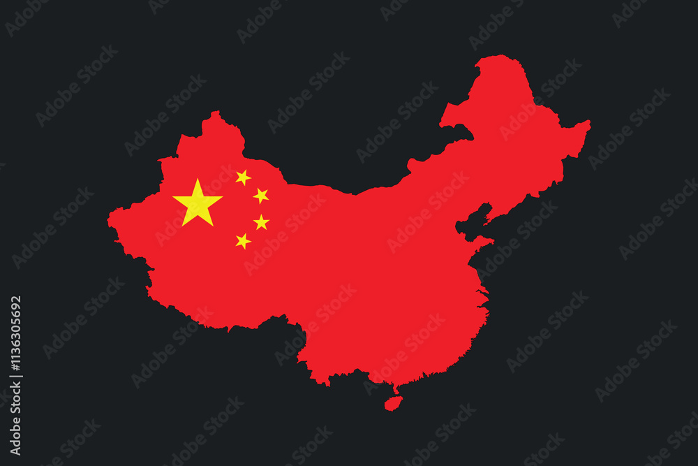 Map of China with the national flag of China, China flag vector graphic, China country flag is a symbol of freedom, National China flag, vector illustration
Map of China with the national flag of China, China flag vector graphic, China country flag is a symbol of freedom, National China flag, vector illustration