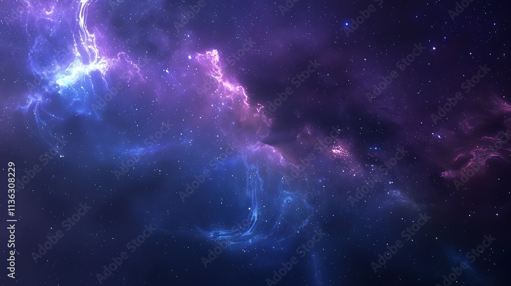 Obraz premium Cosmic Nebula: A Celestial Tapestry of Purple and Blue