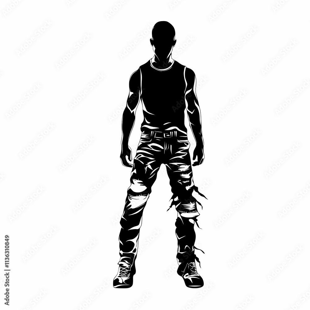 muscular man stands confidently in casual attire, showcasing strength and style muscular man stands confidently in casual attire, showcasing strength and style
