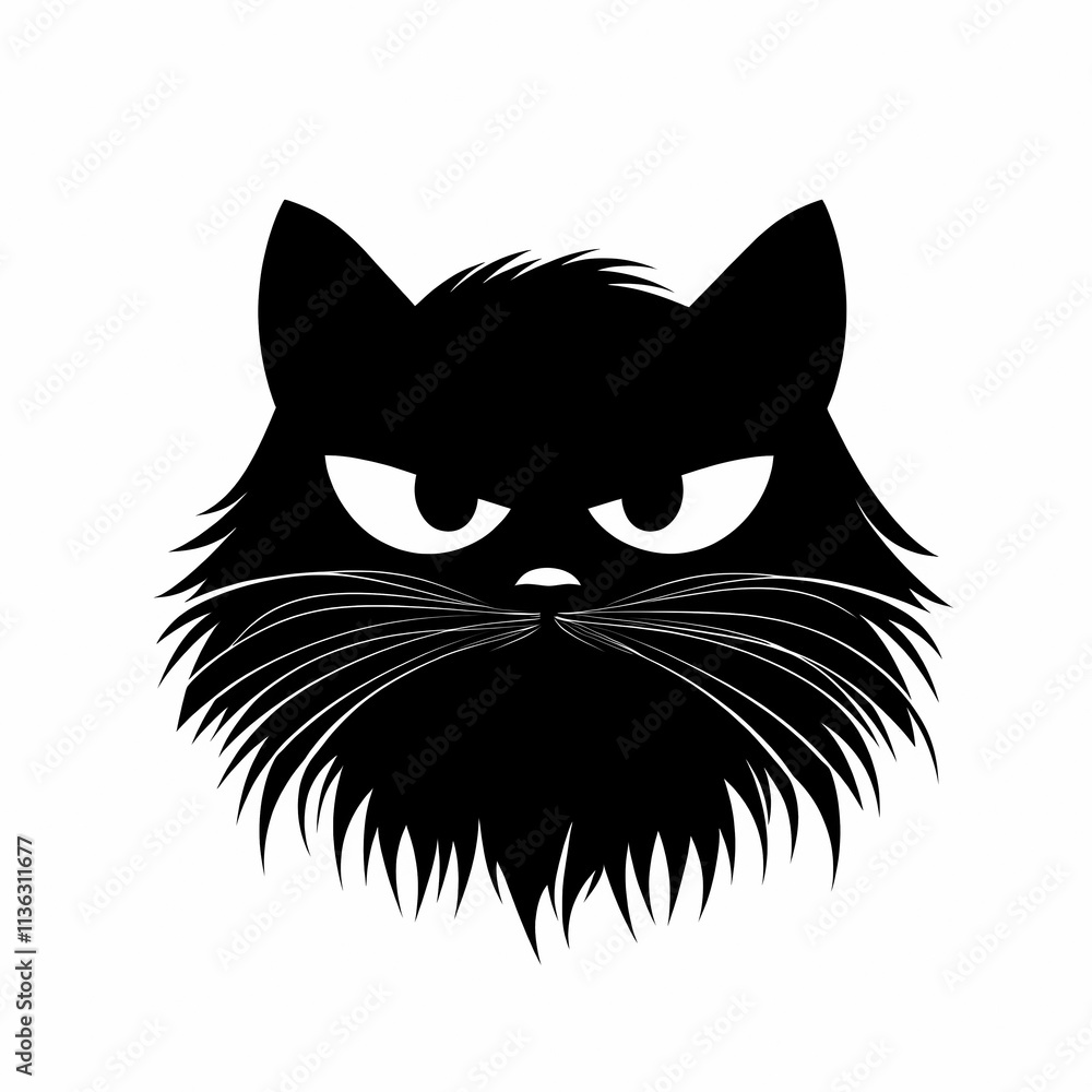 Fierce cat face illustration with detailed fur and intense eyes Fierce cat face illustration with detailed fur and intense eyes