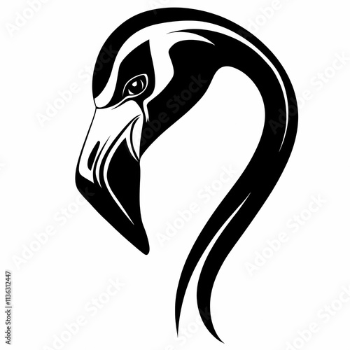 Elegant flamingo outline with graceful curves and distinctive features photo