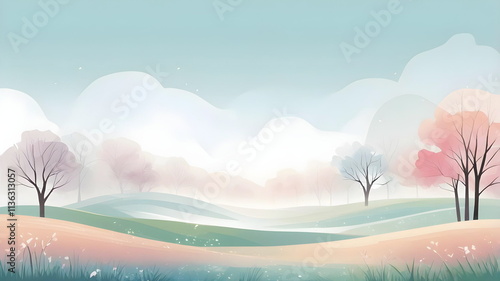 Background with scenery in eary spring