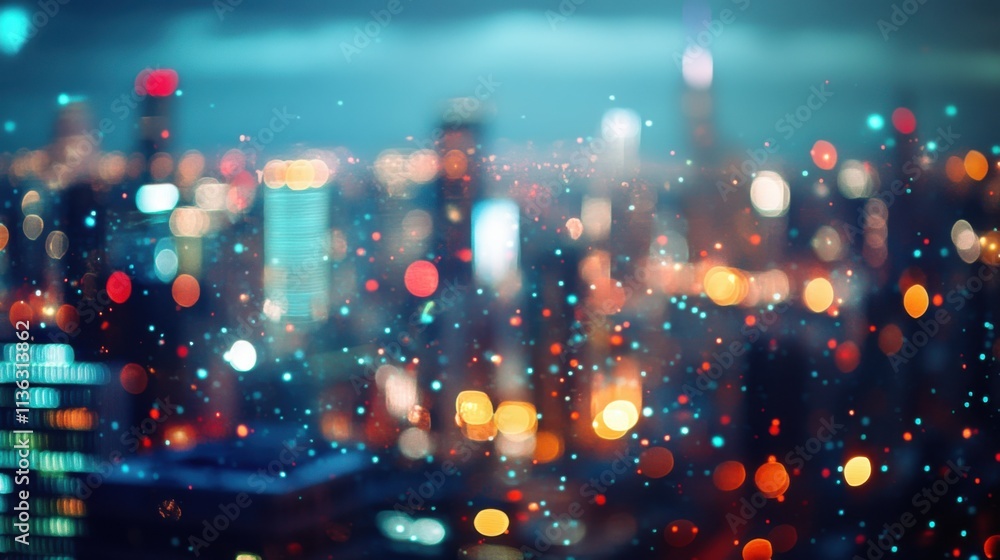 Obraz premium Glow of city lights during a New Year’s countdown celebration