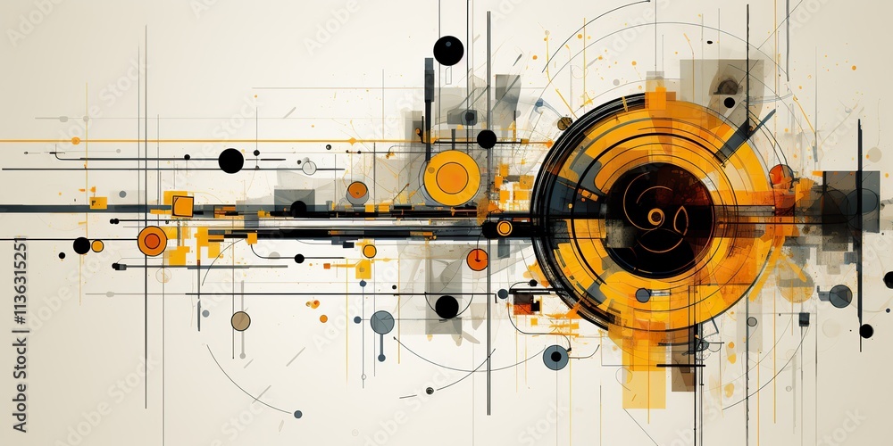 Obraz premium Abstract geometric circles optical backgrop sci fi tech focus