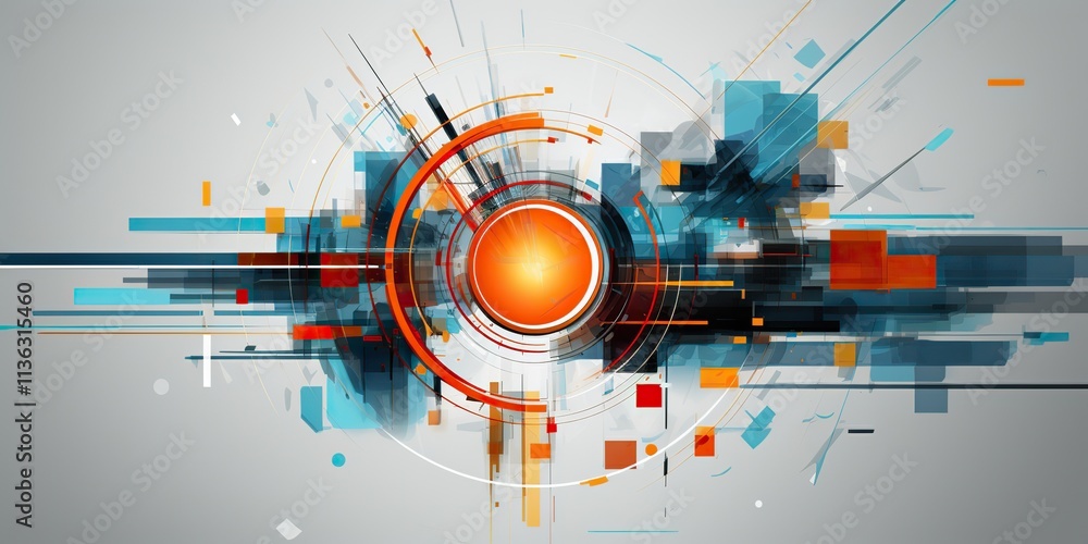 Obraz premium Abstract geometric circles optical backgrop sci fi tech focus