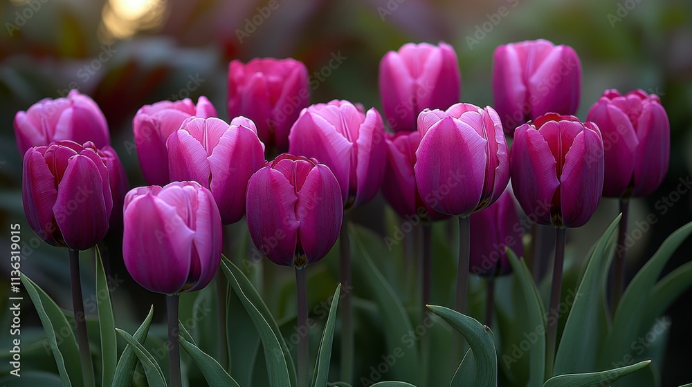 Fototapeta premium Abstract pastel-colored background with vibrant tulips blending harmoniously into soft hues symbolizing the serene joy of spring and the beauty of gentle flowers