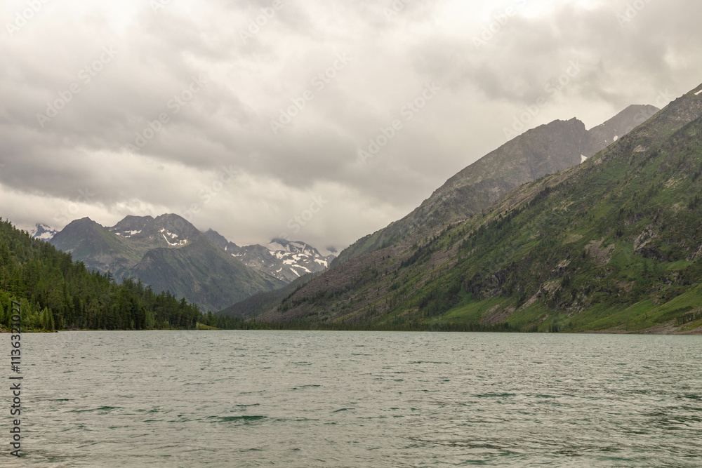 Multinskoye lake. Lake number two (second lake or middle lake). The Multin lakes near Multa village, Altai republic, Russia