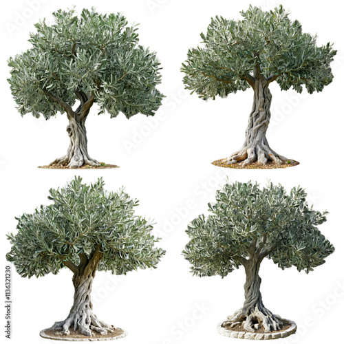 Four olive trees collage