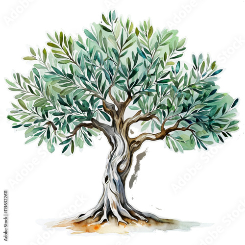 Watercolor Olive Tree