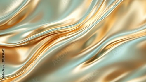 An elegant visual of luxurious golden silken waves, capturing the mesmerizing interplay of soft glowing light on textured surfaces, evoking richness and warmth. photo