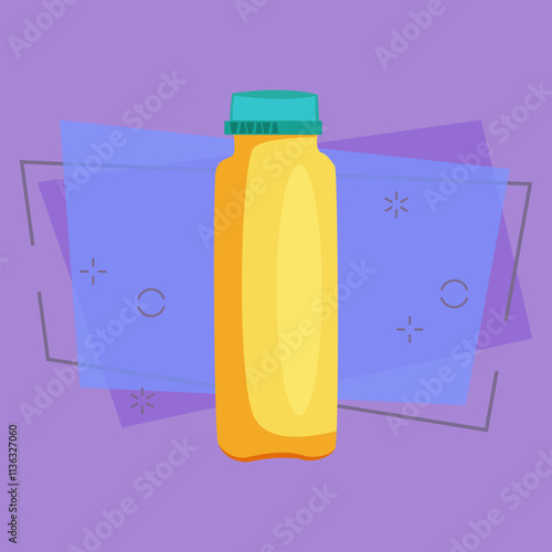 Bottle with mustard vector illustration. Cheese sauce, oil, paint. Plastic bottles concept. Vector illustration can be used for topics like food, condiment, liquids