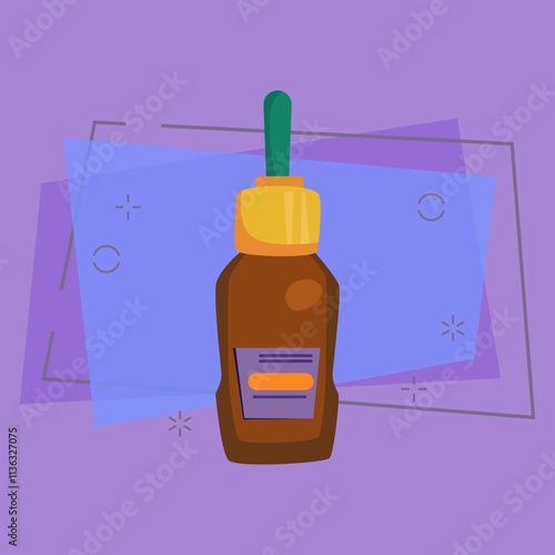 Medical flask with dropper vector illustration. Oil, nasal spray, glue. Plastic bottles concept. Vector illustration can be used for topics like food, medicine, condiment