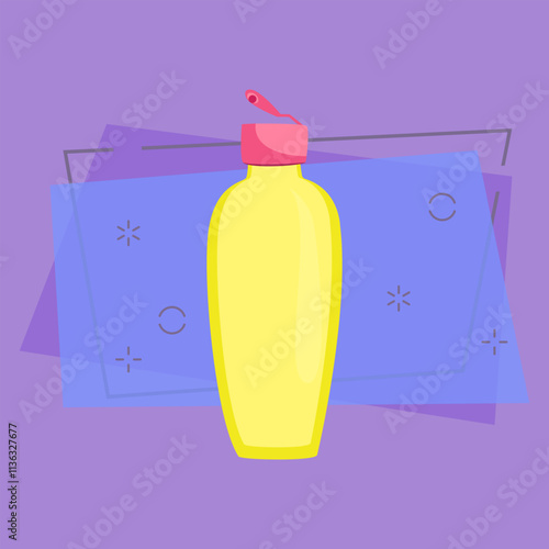 Open shampoo bottle vector illustration. Shower gel, moisturizer, foam bath. Plastic bottles concept. Vector illustration can be used for topics like cosmetics, hygiene, body care