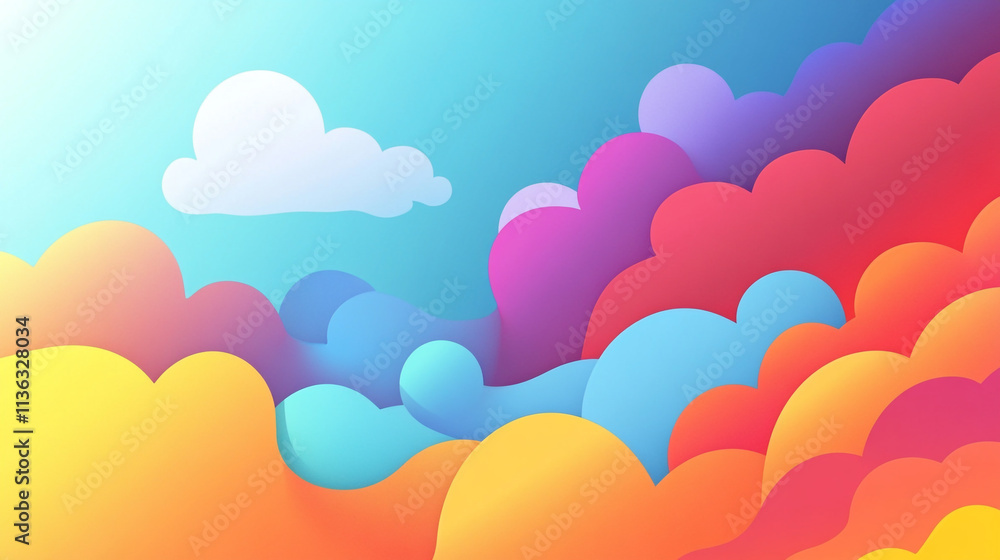 Colorful abstract clouds create a vibrant sky with shades of blue, orange, and purple Colorful abstract clouds create a vibrant sky with shades of blue, orange, and purple
