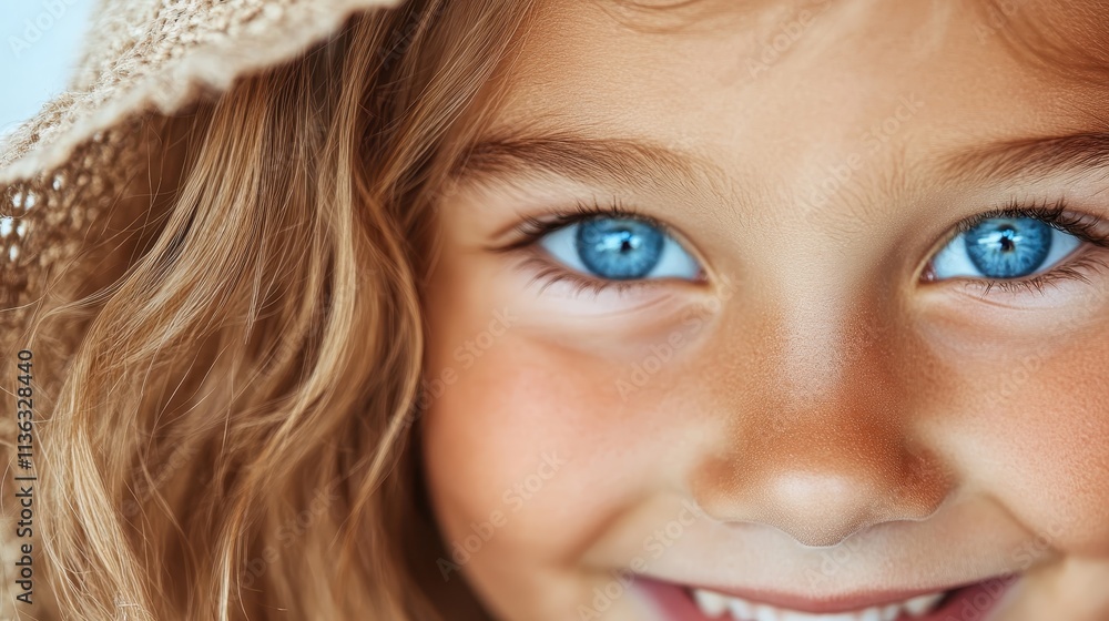 A delightful close-up captures a little girl's face with striking blue eyes and a joyful expression, emphasizing innocence and the beauty of youth in natural lighting. A delightful close-up captures a little girl's face with striking blue eyes and a joyful expression, emphasizing innocence and the beauty of youth in natural lighting.
