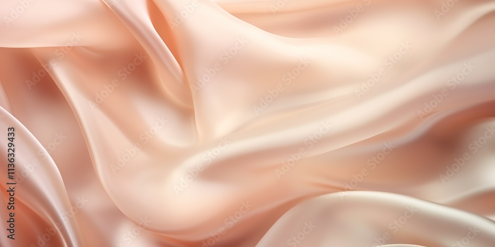 Fototapeta premium Light beige color silk satin texture surface decorative background. Romantic soft fashion template scene