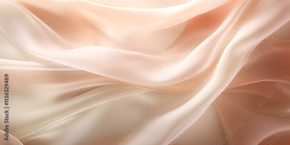 Fototapeta premium Light beige color silk satin texture surface decorative background. Romantic soft fashion template scene