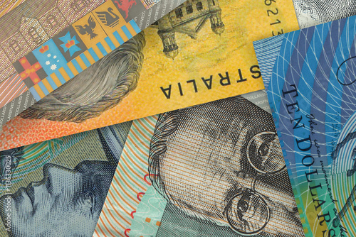 Banknotes of the Australian dollar. Foreign exchange market. Financial concept