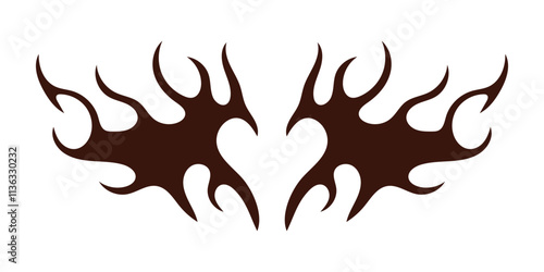 metal of y2k fire icon. Flame shape in liquid mercury vector art 