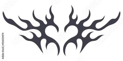 metal of y2k fire icon. Flame shape in liquid mercury vector art 