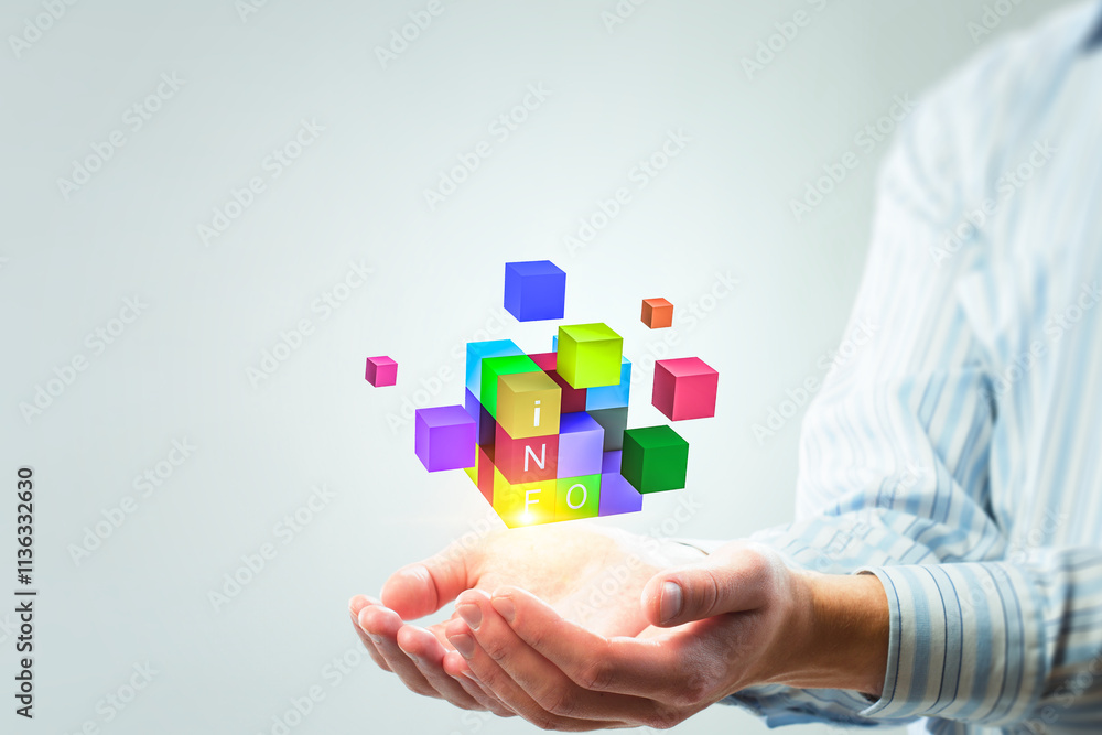Glowing cubes. Innovation and creativity concept Glowing cubes. Innovation and creativity concept