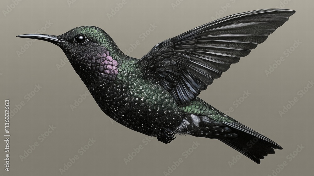 Obraz premium Elegant Hummingbird in Flight