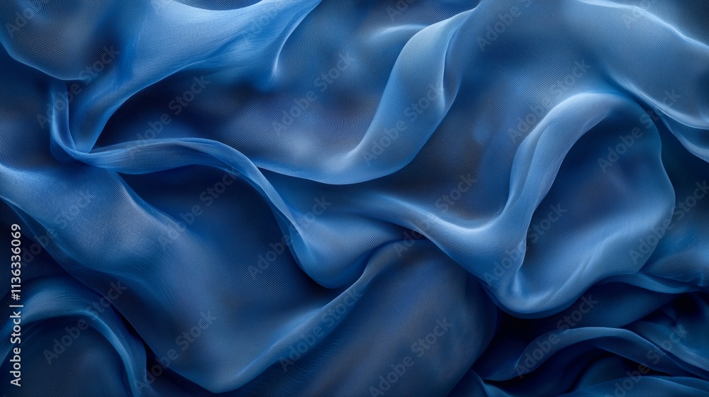 Fototapeta premium Elegant Blue Silk Fabric Texture with Soft Flowing Drapery