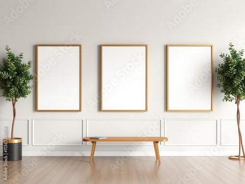A mockup of modern wall art displayed on a neutral background, stylish, artwork