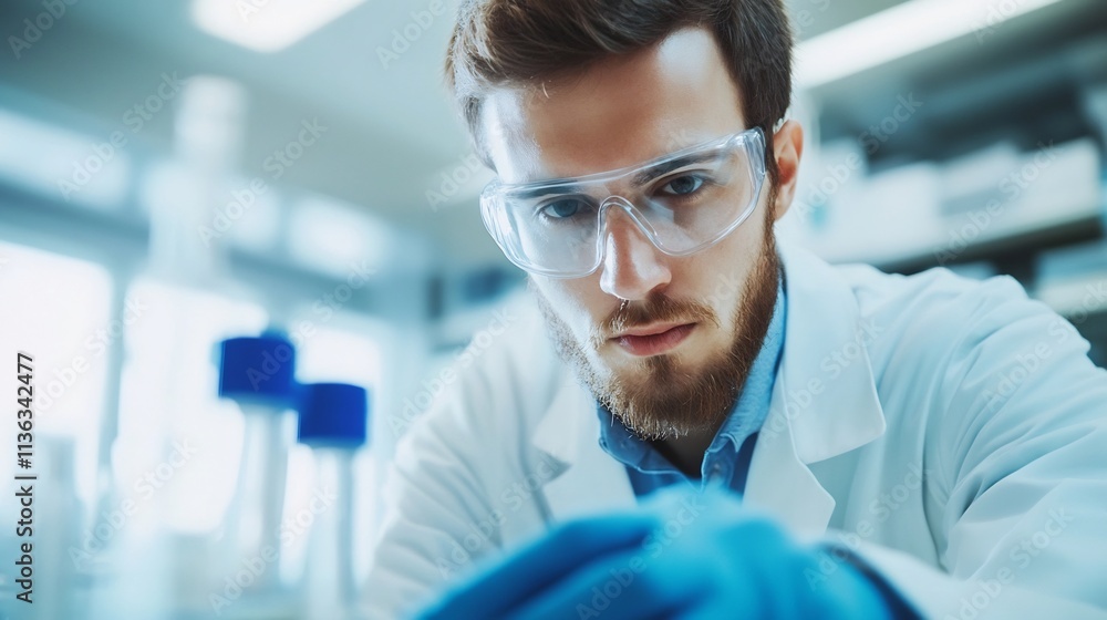 Scientist Performing Advanced Nanomaterial Surface Modification Research in Laboratory Scientist Performing Advanced Nanomaterial Surface Modification Research in Laboratory