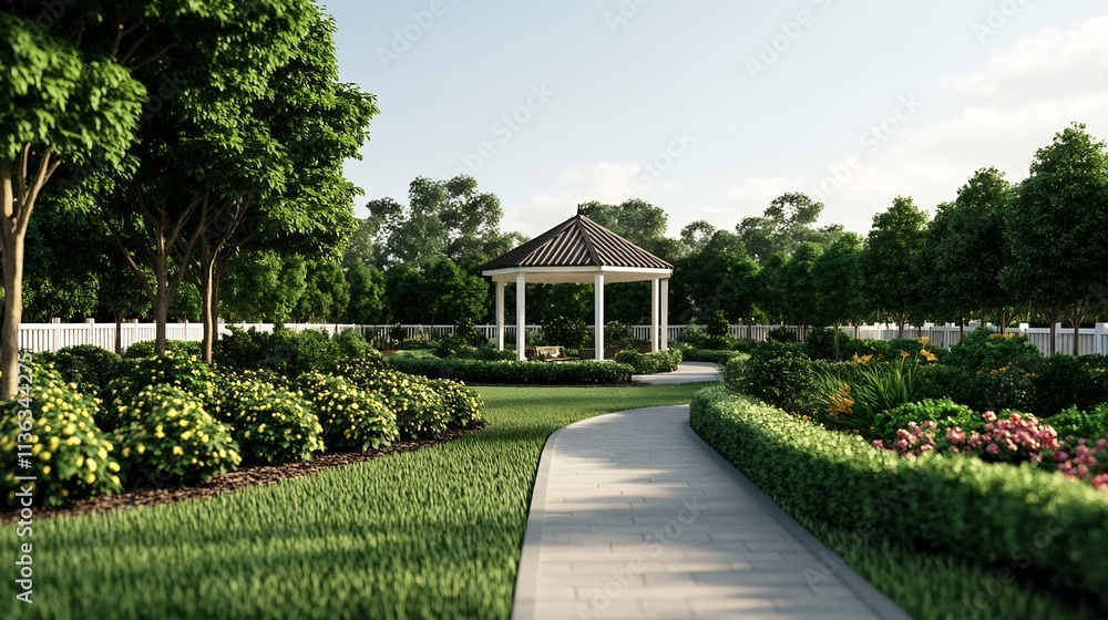 Fototapeta premium Travel Technology Oasis:A Serene Garden Showcasing the Latest Innovations