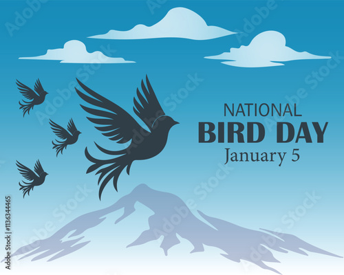 National Bird Day, January 5. Banner, poster, card, background Design illustration.