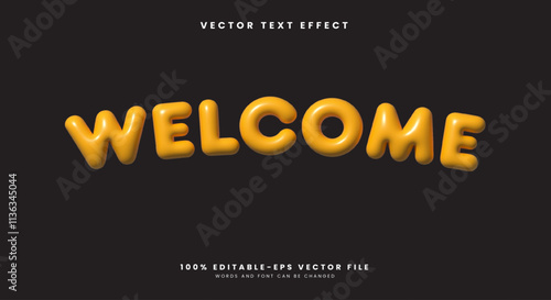 Welcome 3D Inflated editable text effect Template