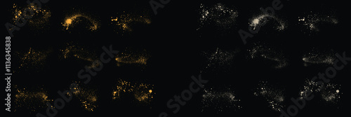 Golden Stardust Set of Gold Glitter Vector Illustration, Golden Stardust Set of Gold Glitter Vector 